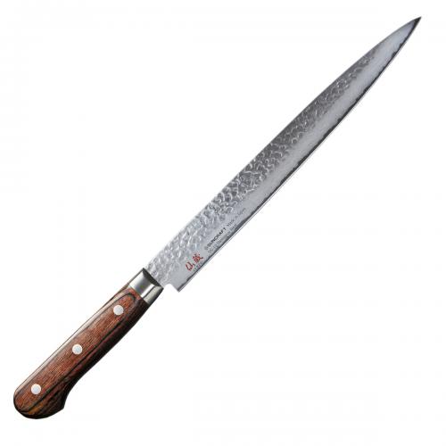SENZO UNIVERSAL Нож слайсер ,коричневая рукоя, 33 слоя VG10, PAKKAWOOD, 240 мм, FT-05/E