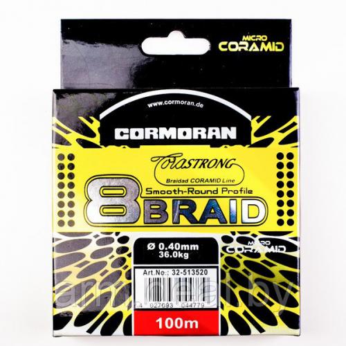 Шнур CORMORAN "8 braid" 100m 0.18mm 12.2кг (цвет:серый)