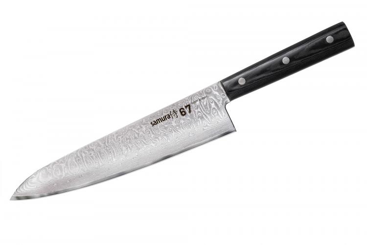 SD67-0085M/K Нож кухонный "Samura 67" Шеф 208 мм, дамаск 67 слоев, микарта