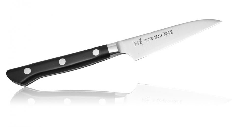 Нож Кухонный Универсальный TOJIRO WESTERN (F-800), длина лезвия 90 мм, сталь VG10, 3 слоя, рукоять стабилизированная эко