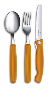 6.7192.F9 - набор (нож склад.,серр.+вилка+ложка) с пластиковыми рук-ми оранж.цвета