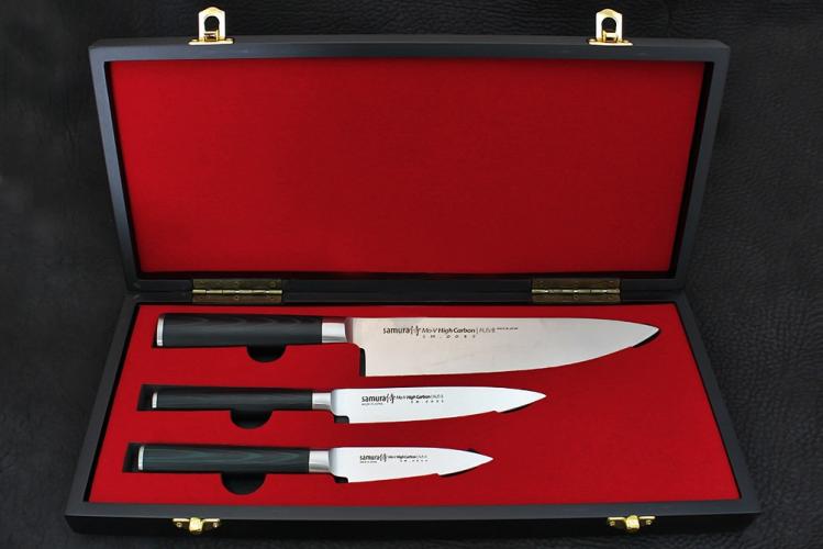 Набор из 3 ножей в подарочной коробке "Поварская тройка" Samura Mo-V