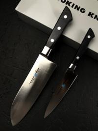 Set 6 Набор из двух ножей: Универсальный и Сантоку, Молибденовая сталь, рук. Plywood