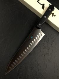 No.520 Нож кухонный Гюито с выемками 200-320, Молибденовая сталь, рукоять Plywood