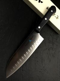 No.560 Нож кухонный Сантоку с выемками 170-290, Молибденовая сталь, рукоять Plywood