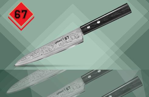 SD67-0023 Нож кухонный "Samura 67" универсальный 150 мм, дамаск 67 слоев, черная пакка