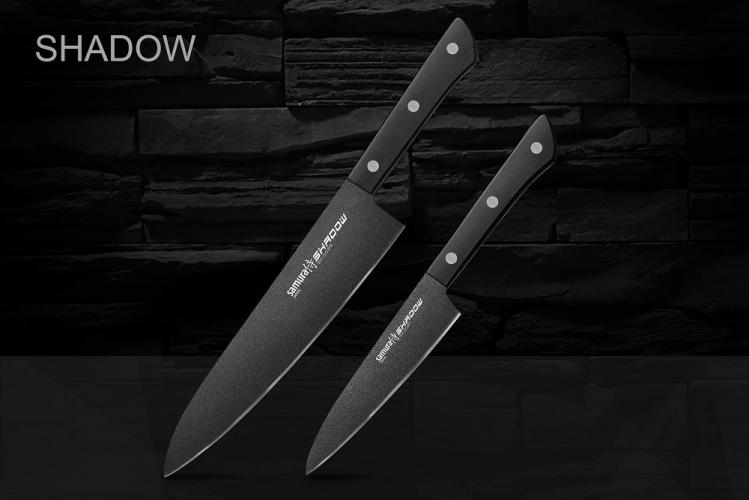 SH-0210/16 Набор из 2 ножей "Samura SHADOW" с покрытием BLACK FUSO (21, 85), AUS-8, ABS пластик