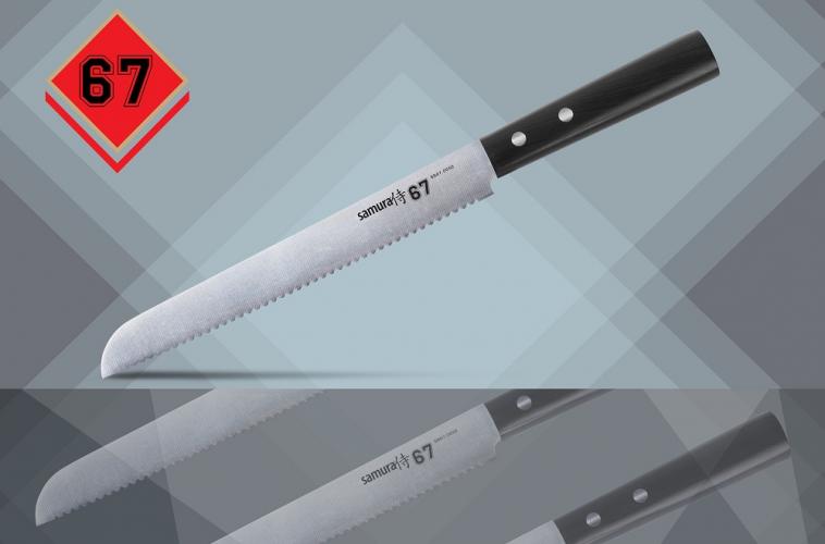 SS67-0055 Нож кухонный "Samura 67" для хлеба 215 мм, AUS-8, ABS пластик