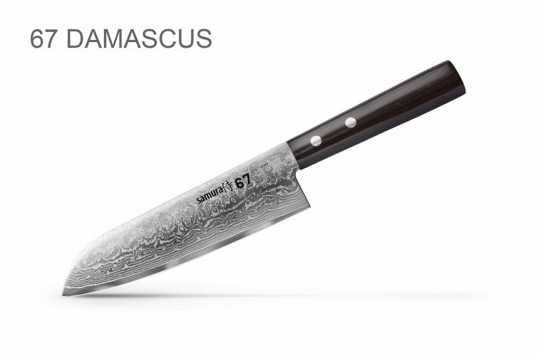 SD67-0094/17 Нож кухонный "Samura 67" Сантоку 175 мм, дамаск 67 слоев, ABS пластик