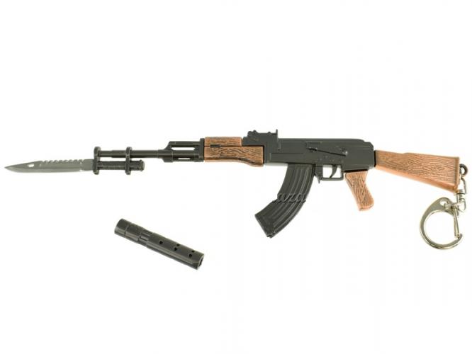 Брелок Автомат Калашникова (АК-47) в комплекте с глушителем и штык-ножом