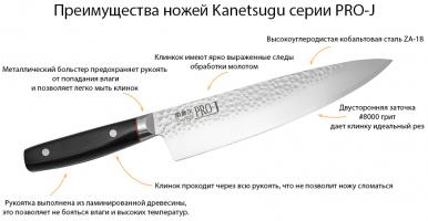 6003, Нож Сантоку Kanetsugu Pro-J, 170 мм, сталь ZA-18/AUS-2, 3 слоя,  рукоять Eco-wood (10225030/220413/0002953)