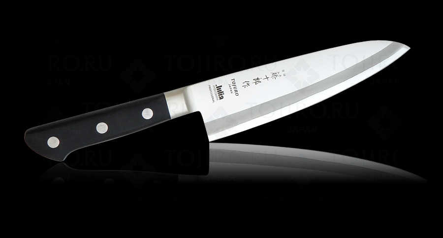 TJ-121 JV, Нож Шеф Fuji Cutlery Tojyuro, 180 мм, сталь Мо-V, 3 слоя, рукоять полипропилен, заточка #6000 (10225030/22041