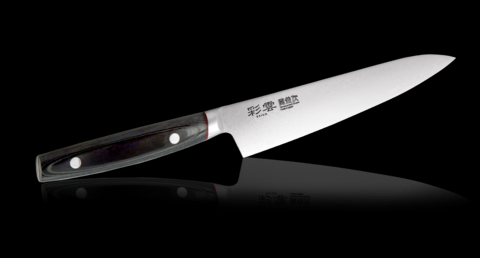 Нож Кухонный Универсальный Kanetsugu Saiun Damascus (9002), длина лезвия 150 мм, сталь VG-10, 33 слоя, рукоять микарта,
