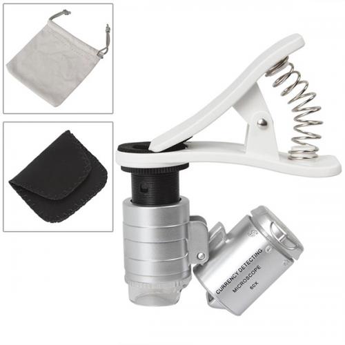 Микроскоп Kromatech 60x мини, с креплением для смартфона, подсветкой (2 LED) и ультрафиолетом (9882-
