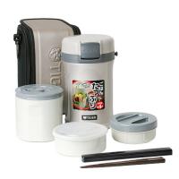 Термос для еды с контейнерами Tiger LWU-F200 Warm Silver (цвет серебряный, в комплекте контейнеры 0,61л, 2x0,3л, 0,27л,
