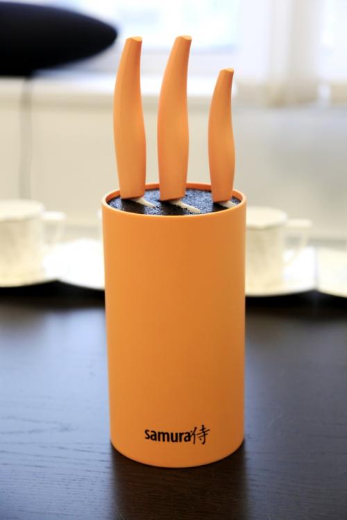 Подставка универсальная для ножей, высота 200мм, пластик, (Оранжевая), Samura FUSION