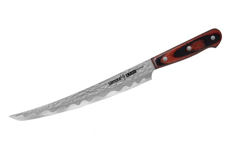 SKJ-0046T/K Нож кухонный "Samura KAIJU" для нарезки, слайсер Tanto 230  мм, AUS-8, дерево