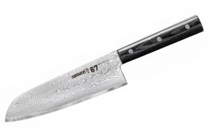 SD67-0094M/K Нож кухонный "Samura 67" Сантоку 175 мм, дамаск 67 слоев, микарта