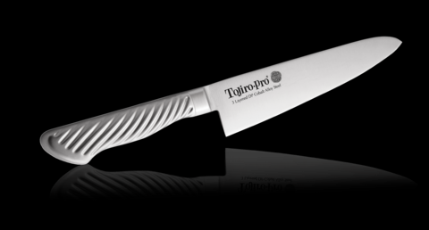 Нож Кухонный Поварской TOJIRO PRO (F-889), длина лезвия 210 мм, сталь VG-10, 3 слоя, рукоять сталь, заточка #8000