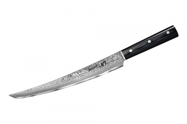 SD67-0046MT/Y Нож кухонный "Samura 67" для нарезки, слайсер Tanto 230 мм, дамаск 67 слоев, микарта