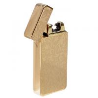 Зажигалка электронная, дуговая, USB, цветочный орнамент, золотая, 7.5х12 см 3283677