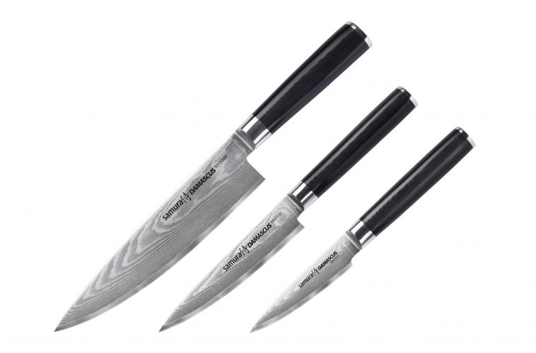 SD-0230/K Набор из 3 ножей "Samura DAMASCUS" (10, 21, 85), G-10, дамаск 67 слоев