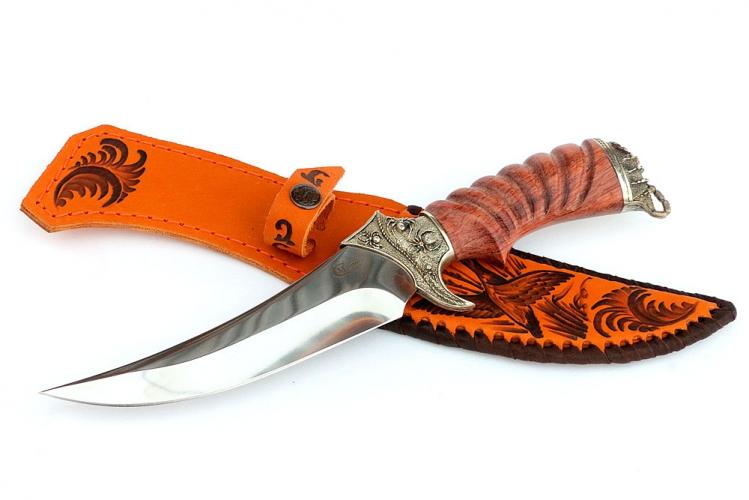 Нож Корсар кован ст. Х12МФ литье,"скорпион"резная рукоять из ценных пород дерева