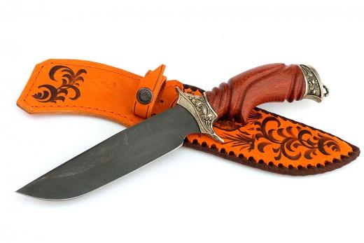 Нож Лорд кован ст. Х12МФ литье "скорпион",резная рукоять из ценных пород  дерева