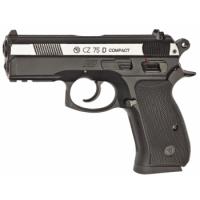 Пневматический пистолет ASG CZ-75 D Compact пластик, подвижный никелированный металлический затвор