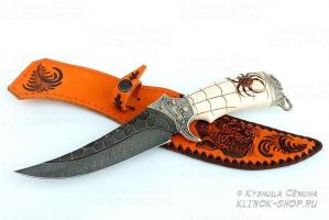 Нож Корсар, дам. ст.,литье"скорпион",кость Ручка Паук