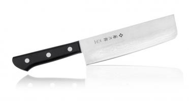Овощной Кухонный Нож TOJIRO Накири (F-330), длина лезвия 165 мм, сталь VG10, 37 слоев, рукоять стабилизированная древеси