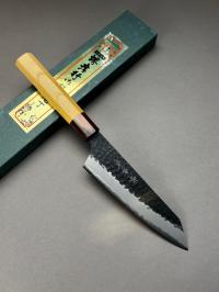 01191 SAKAI TAKAYUKI Нож кухонный Бунка 160 мм, сталь Aogami Super Kurouchi (Black), рук. Zelkova