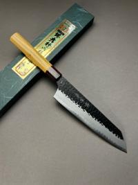 01192 SAKAI TAKAYUKI Нож кухонный Бунка 190 мм, сталь Aogami Super Kurouchi (Black), рук. Zelkova