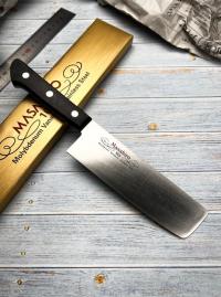 14035 MASAHIRO Нож кухонный Накири 165мм, MBS-26-молибден-ванадиевая ст. рук. Pakkawood