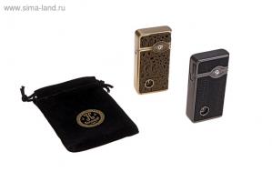 Зажигалка в подарочной коробке пьезо прямоугольная Кожа микс со стразой 106см