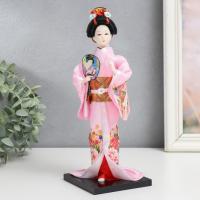 Кукла коллекционная "Японка в розовом кимоно с опахало" 25х9,5х9,5 см   4147018