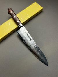 07224 SAKAI TAKAYUKI Нож кухонный Гюито, сталь  Damascus VG-10, 17 сл. 210мм, рукоять махагон