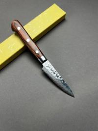 07229 SAKAI TAKAYUKI Нож кухонный Petti, сталь  Damascus VG-10, 17 сл. 80 мм, рукоять махагон