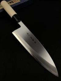 05039 SAKAI TAKAYUKI Нож кухонный Деба 210 мм, односторон. Yasugi White San Steel, рук. магнолия рог