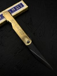 24 Нож скл. Хигоноками Nagao Kanekoma, Киридаши, односторон.зат., 100мм ст.аогами, рук.латунь, 2,8мм