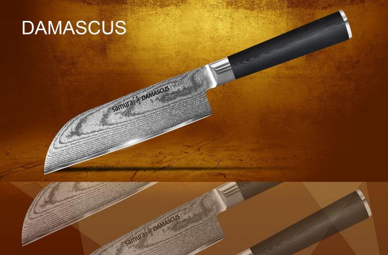 Нож кухонный Сантоку (малый японский Шеф) Samura Damascus