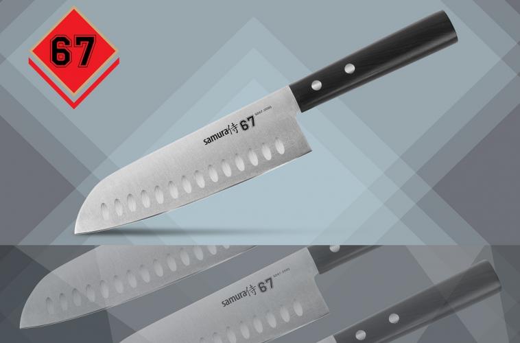 SS67-0095 Нож кухонный "Samura 67" Сантоку 175 мм, AUS-8, ABS пластик