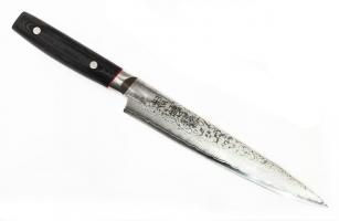 9009, Нож для тонкой нарезки Kanetsugu Saiun Damascus, 210 мм, сталь VG-10, 33 слоя, рукоять микарта (10225030/220413/00