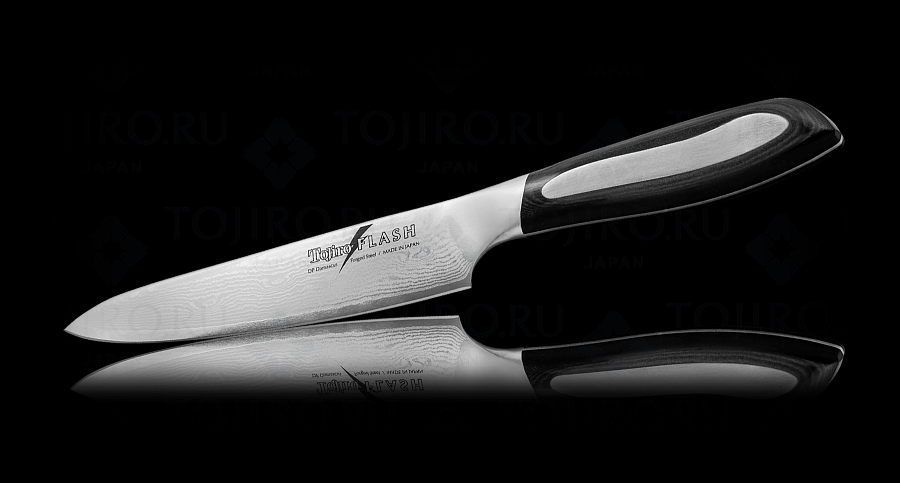 FF-UT150, Нож универсальный Tojiro Flash, 150 мм, сталь VG10, 63 слоя, рукоять микарта