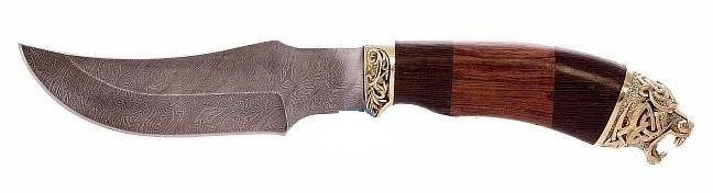 МЕДВЕДЬ(литьё)д Ножи. Россия нескладной дамаск дерево+вставки литьё Князев А.В.