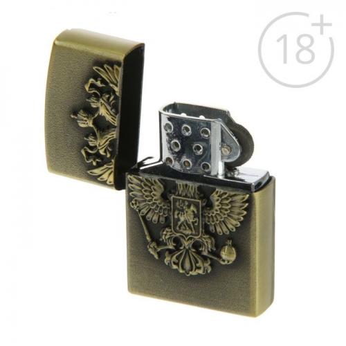 Зажигалка «Герб РФ», бензин, кремний 3.5х5.5 см, микс