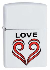 Зажигалка ZIPPO 214 Love Theme с покрытием White Matte, латунь/сталь, белая, матовая, 36x12x56 мм