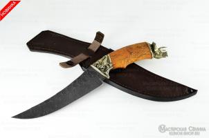 Нож Корсар, дам. ст., литье, "динозавр", стабилизирован,карельская береза